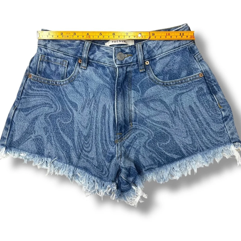 PacSun Swirl Print Denim High Waisted Shorts Size 23